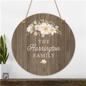 Personalized Magnolia & Wood Texture Hanging Wall Sign 