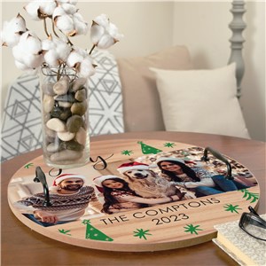 Serving Tray With Family Photo & Christmas Tree Design