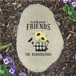Personalized Welcome Friends Vertical Flat Garden Stone UV1916615