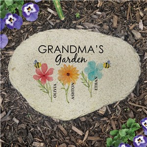 Personalized Grandma's Garden Flat Watercolor Garden Stone