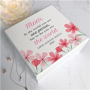 Personalized You Are the World Floral Jewelry Box for Mom