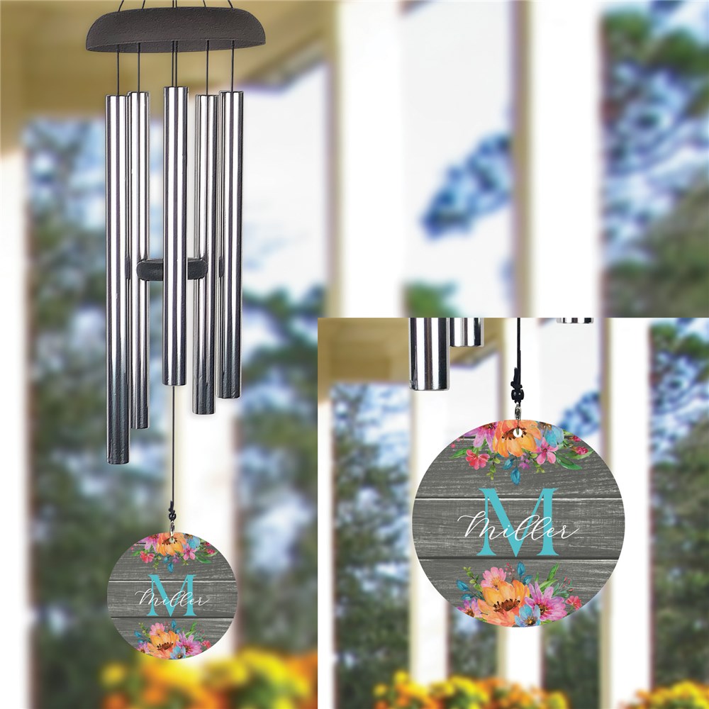 Personalized Rustic Florals Wind Chime UV196607