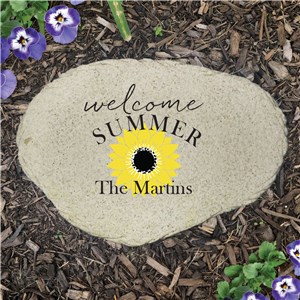 Personalized Welcome Summer Flat Sunflower Garden Stone