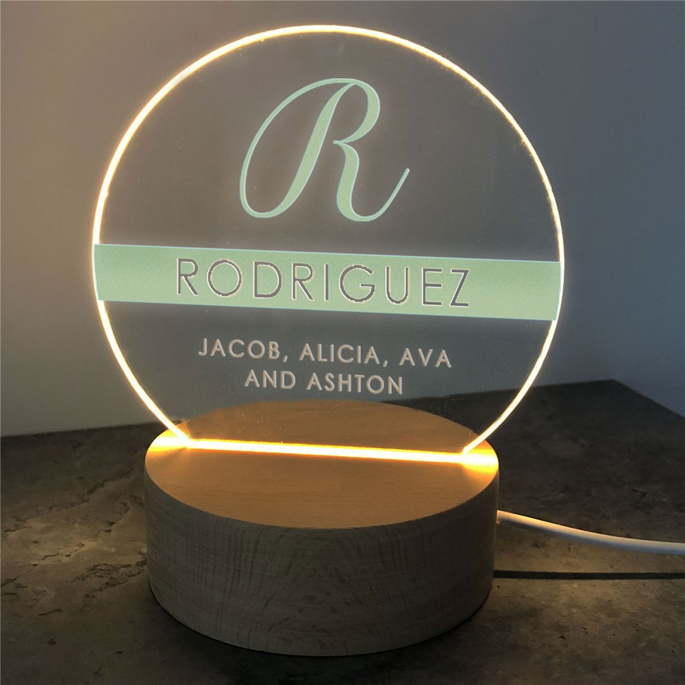 Personalized Family Name & Initial Round LED Lamp UV1997028
