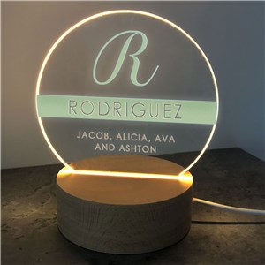 Personalized Family Name & Initial Round LED Lamp 