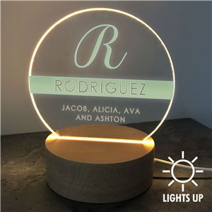 Personalized Family Name & Initial Round LED Lamp 