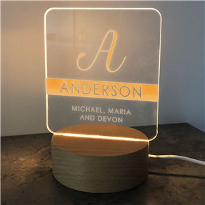 Personalized Family Name & Initial Square LED Sign 