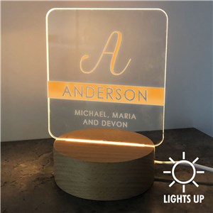 Personalized Family Name & Initial Square LED Sign 