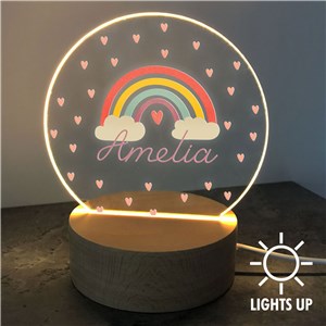 Personalized Rainbow & Hearts Round Custom LED Sign