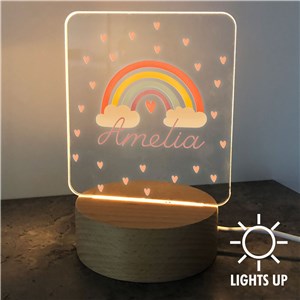 Personalized Rainbow & Hearts Square Custom LED Sign 