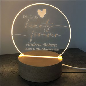 Personalized In Our Hearts Forever Round LED Sign