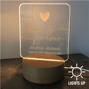 Personalized In Our Hearts Forever Light Up LED Memorial Sign