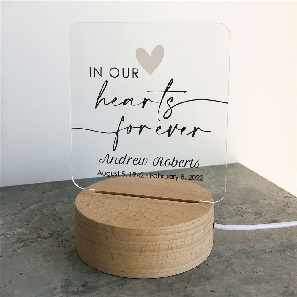 Personalized In Our Hearts Forever Light Up LED Memorial Sign