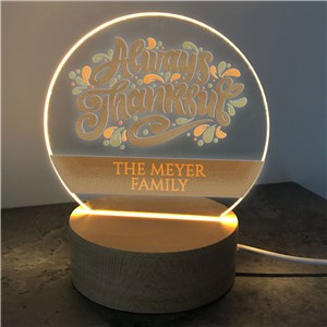 Personalized Always Thankful Round Light Up Sign