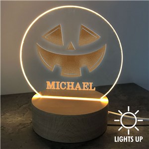 Personalized Jack O' Lantern Round LED Light-Up Halloween Sign