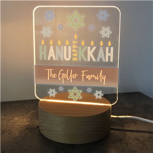 Personalized Menorah Happy Hanukkah Square LED Sign UV2025329