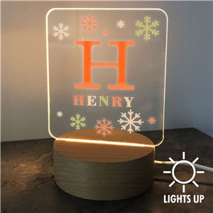 Personalized Snowflake Initial Square Light Up Sign
