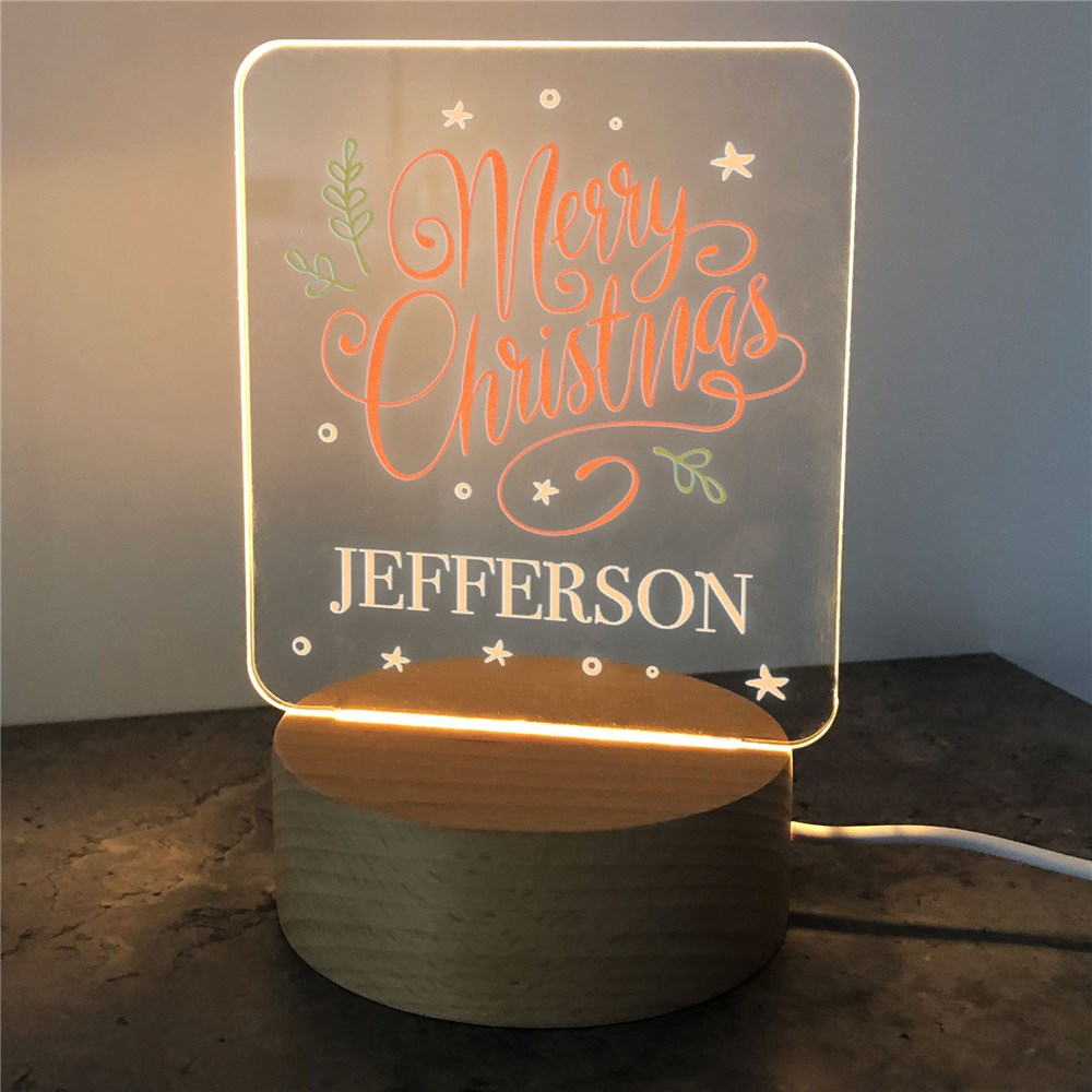 Personalized Merry Christmas Square LED Sign