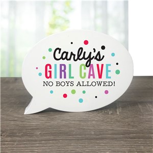 Personalized Girl Cave Word Bubble Sign 