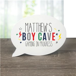 Personalized Boy Cave Word Bubble Sign 