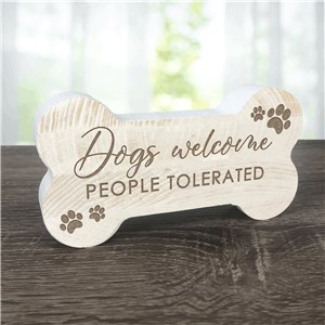 Engraved Dogs Welcome Dog Bone Sign 