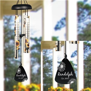 Engraved Family Name Sunflower Wind Chime