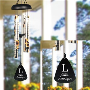 Engraved Initial & Name Sunflower Wind Chime 