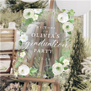 Personalized Floral Welcome Graduation Acrylic Sign