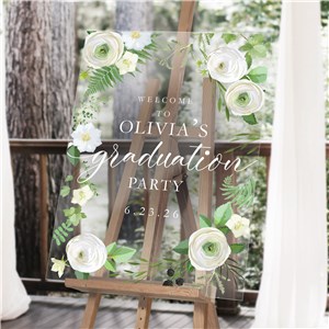 Personalized Floral Welcome Graduation Acrylic Sign