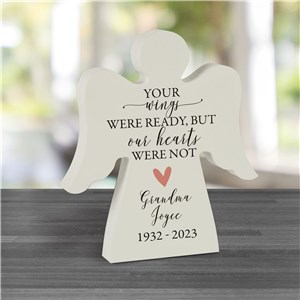 Personalized Your Wings Were Ready Angel Shaped Sign