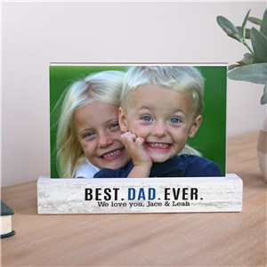 Personalized Best Dad Ever Rustic Photo Holder