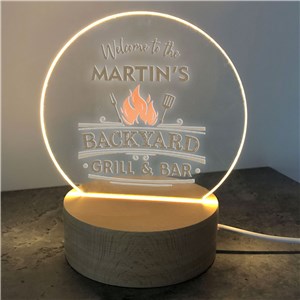 Personalized Backyard Bar & Grill Round LED Sign UV2124728