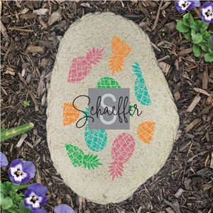 Personalized Colorful Pineapples Vertical Flat Garden Stone UV2125615