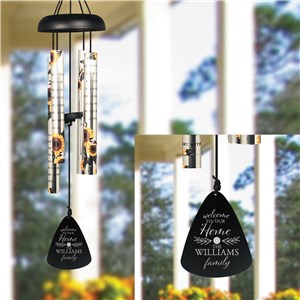 Engraved Welcome to Our Home Sunflower Wind Chime