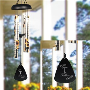 Engraved Leafy Initial Wind Chime
