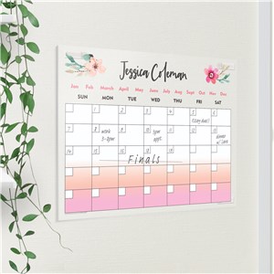 Floral Acrylic Calendar Board With Name Personalization