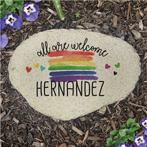 Personalized All Are Welcome Flat Garden Stone UV2140515