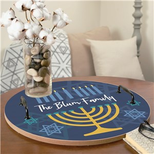 Personalized Hanukkah Serving Tray With Menorah Design