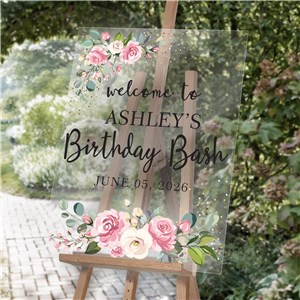 Personalized Floral Quinceañera Acrylic Sign UV2188123