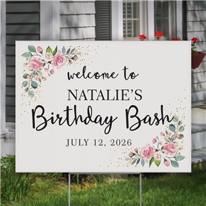 Personalized Blush Blooms Corrugated Yard Sign UV2188145