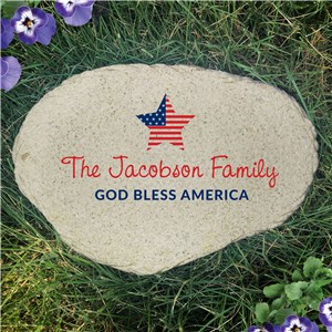 Personalized American Flag Star Flat Garden Stone UV2195015X