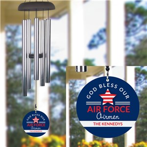 Personalized God Bless Striped Star Wind Chime UV219587