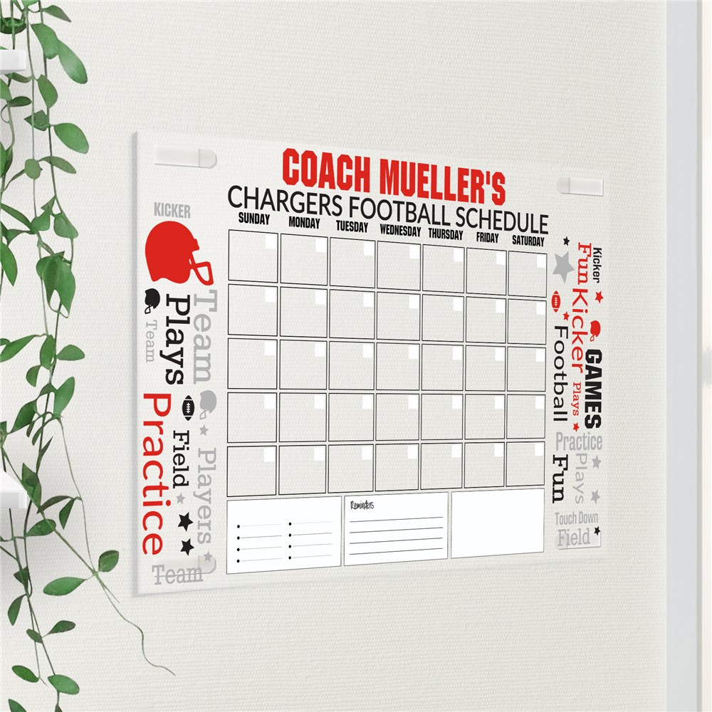 Personalized Coach's Team Schedule Word Art Calendar Large Acrylic Sign UV2205623L