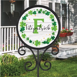 Shamrocks Round Magnetic Sign Set With Name & Initial 