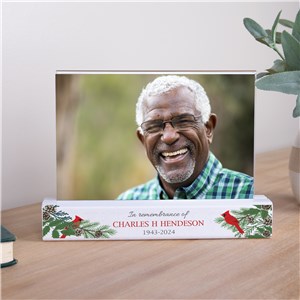 Personalized In Remembrance with Winter Greens and Cardinal Photo Holder UV2212435