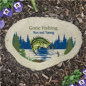 Personalized Gone Fishing Flat Garden Stone UV2217115X