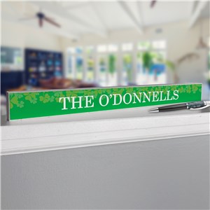 Personalized Shamrock Pattern Skinny Table Top Sign UV2219710