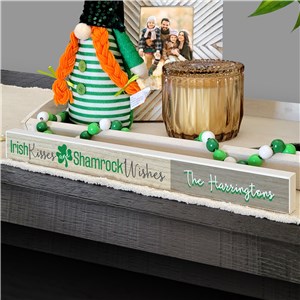 Personalized Irish Kisses And Shamrock Wishes Skinny Table Top Sign UV2219810