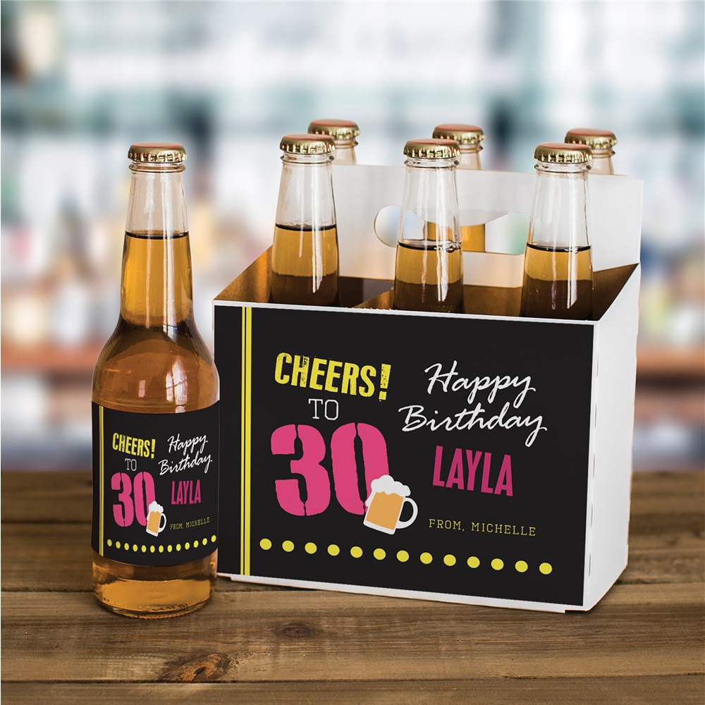 Personalized Cheers to Beer Label and Carrier Set | Personalized Birthday Gifts
