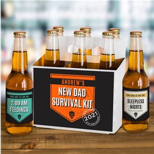 Personalized New Dad Survival Kit Beer Labels and Carrier Set | Unique Father's Day Gifts